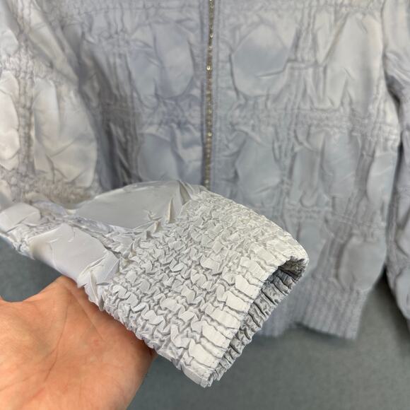 General Apparel Jacket Women Large Silver Gray 100% Polyester Full Zip Collared - Picture 5 of 16